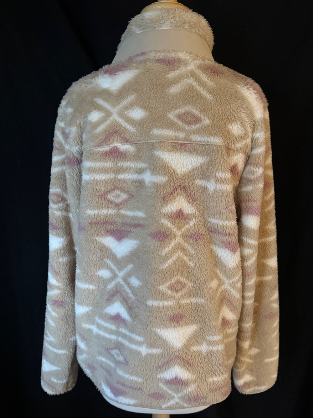 Gerry Women’s Cozy Sherpa Fleece Jacket Beige Tribal Print Full Zip Size Large - Picture 6 of 12